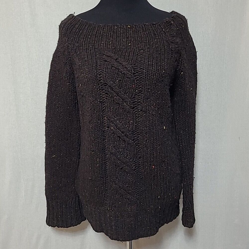 J Crew Boat Neck Sweater Womens Small Wool Silk Blend Cable Knit Multicolor